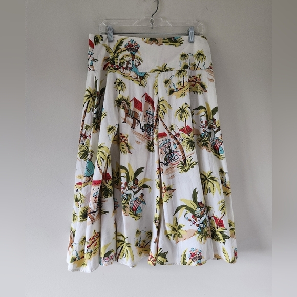 Tommy Bahama Dresses & Skirts - TOMMY BAHAMA | Tropical Print A-Line Skirt White Cotton Sz 10